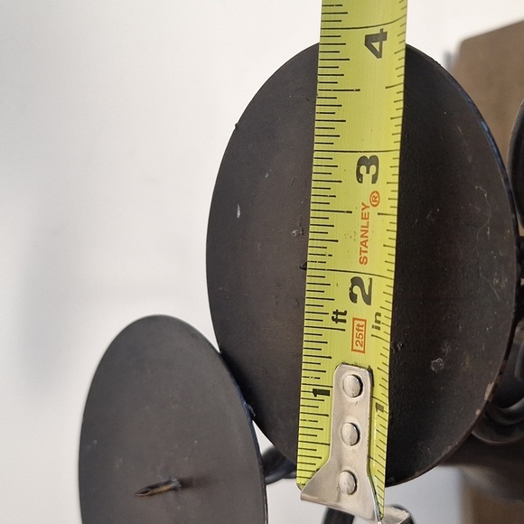 Pair Of Wrought Iron And Brown Wicker Candle Holders - Picture 8 of 10